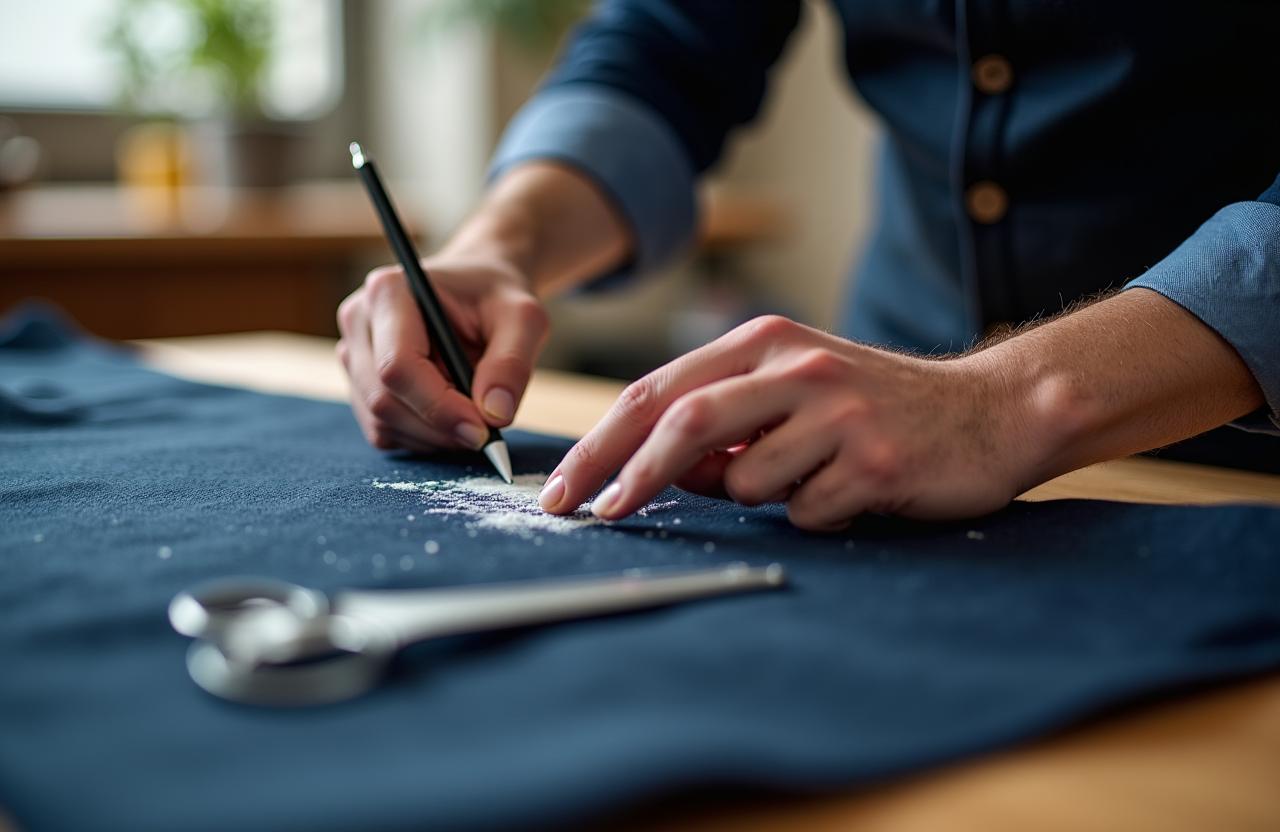 Mistrz krawiecki przy pracy nad garniturem